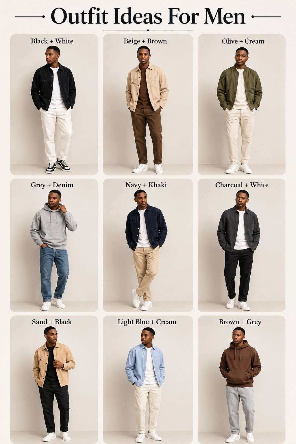 Men's Outfit Ideas 3x3 Lookbook Poster